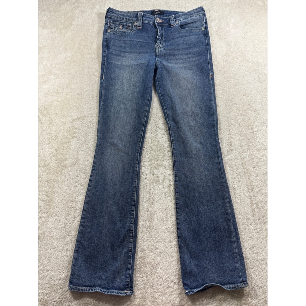 True Religion Womens Becca Mid Rise Bootcut Blue Denim Jeans 30 Meas: 31x32